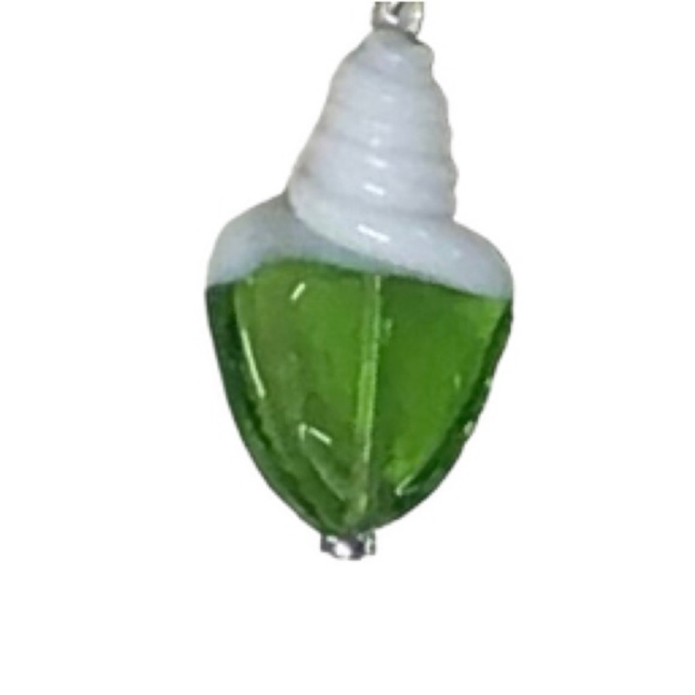 HANDMADE Festive CHRISTMAS TREE Green Czech GLASS Lightbulb Earrings - Picture 3 of 9